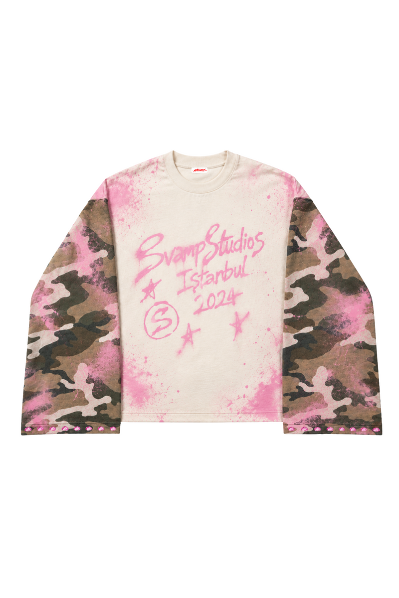 Pink Camo Script Long Sleeve